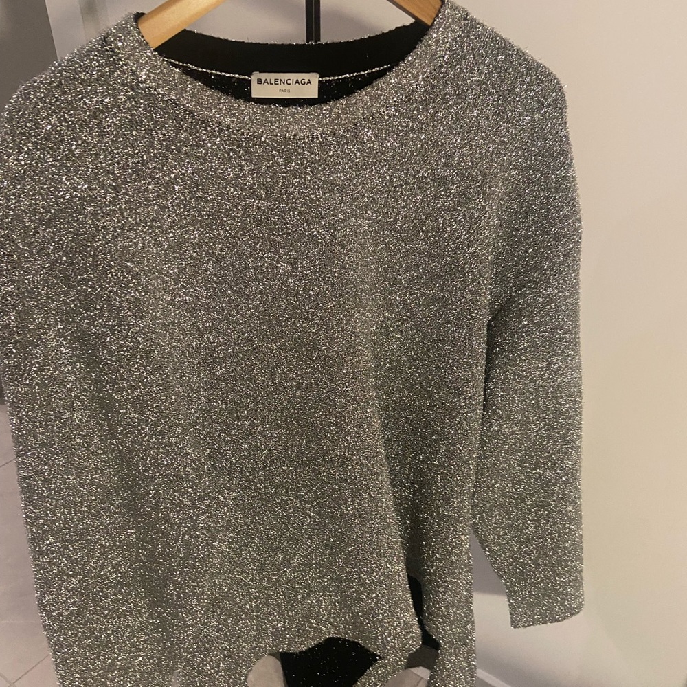 Balenciaga metallic polyester crewneck top